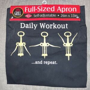 Black Full-Sized Apron with Corkscrew Workout Design 26x33” New by Ritz 1892